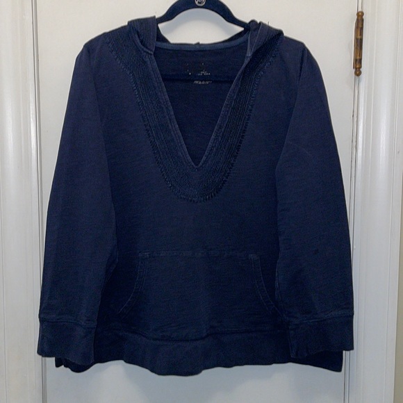 Lane Bryant Tops - Lane Bryant Blue Cotton Hooded Workout Yoga Pullover Top 18/20